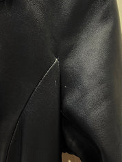 Real Leather Logo Button Jacket in Black