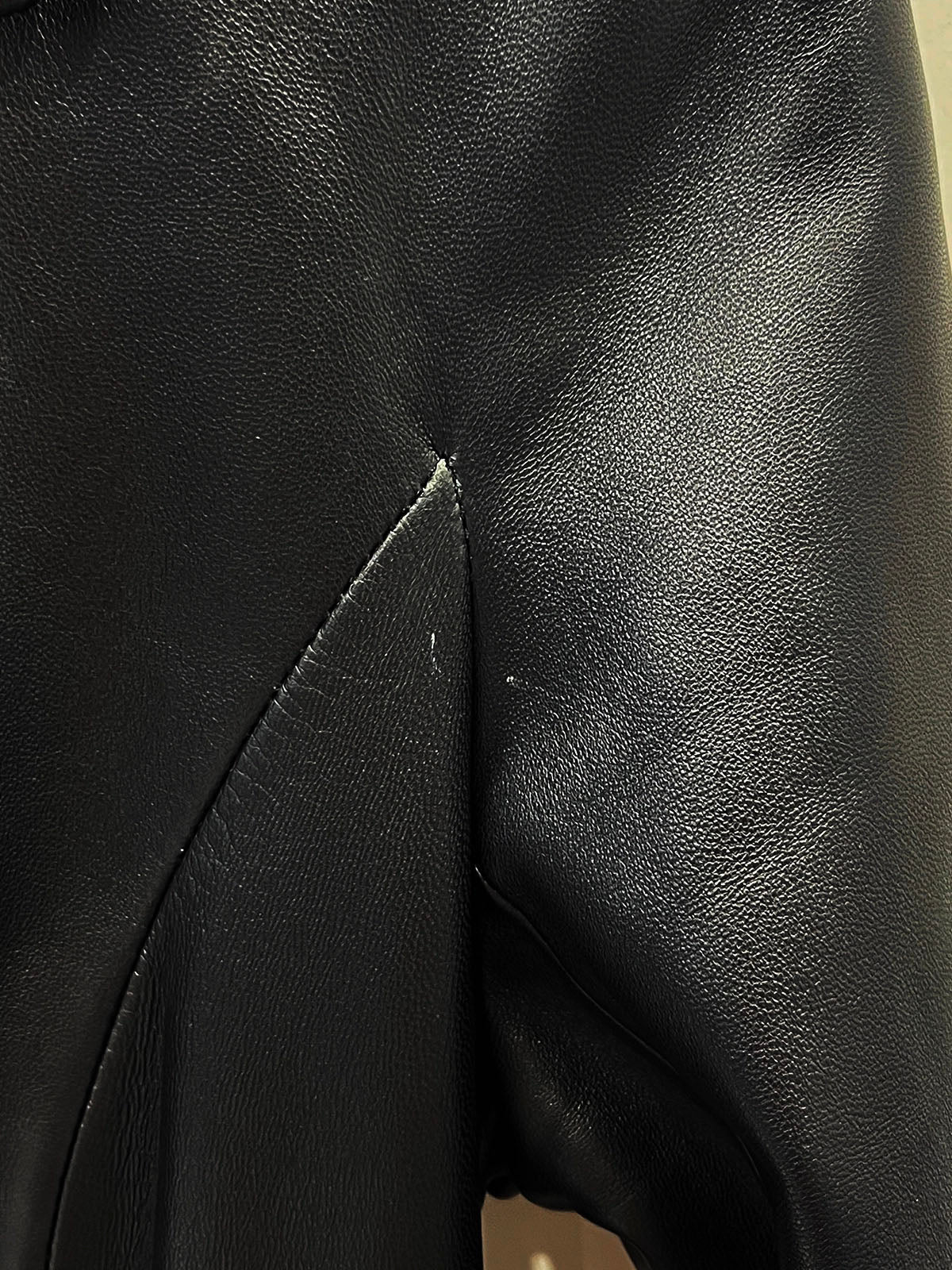 Real Leather Logo Button Jacket in Black