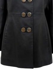 Real Leather Logo Button Jacket in Black