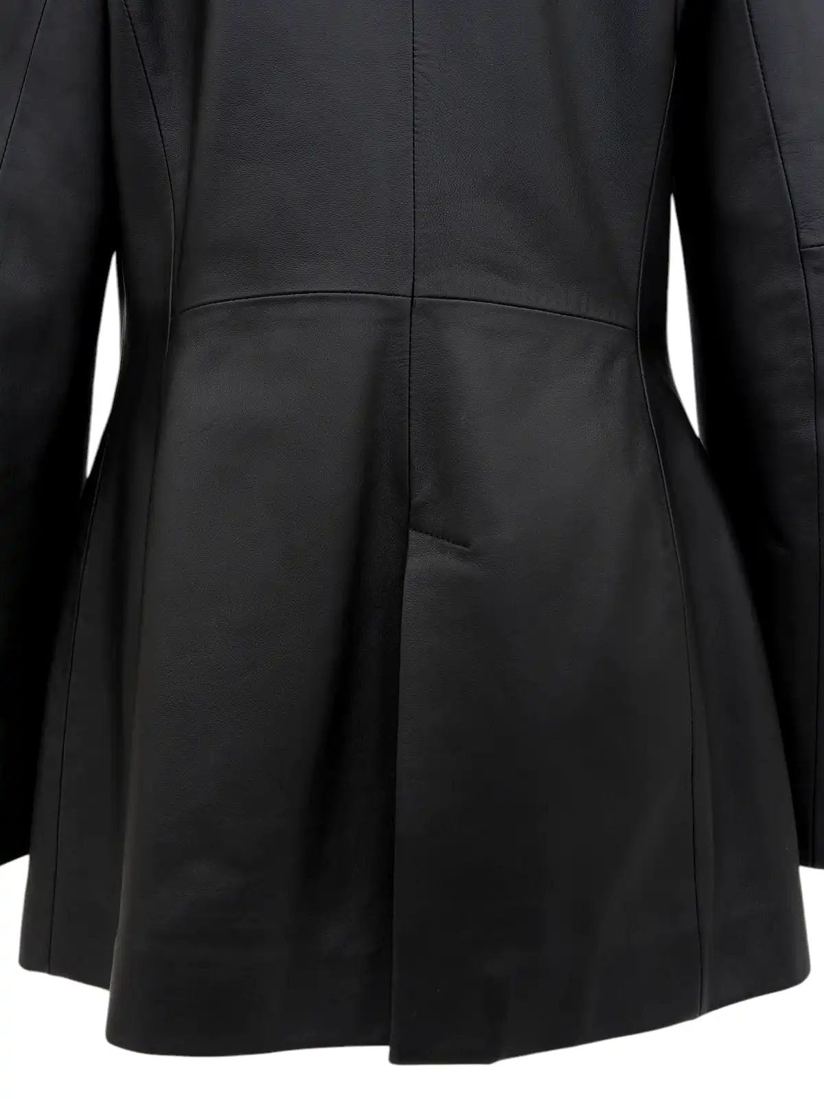 Real Leather Logo Button Jacket in Black