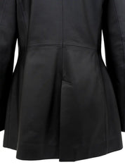 Real Leather Logo Button Jacket in Black