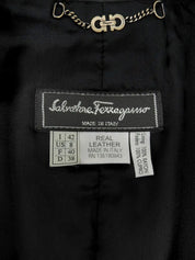 Real Leather Logo Button Jacket in Black