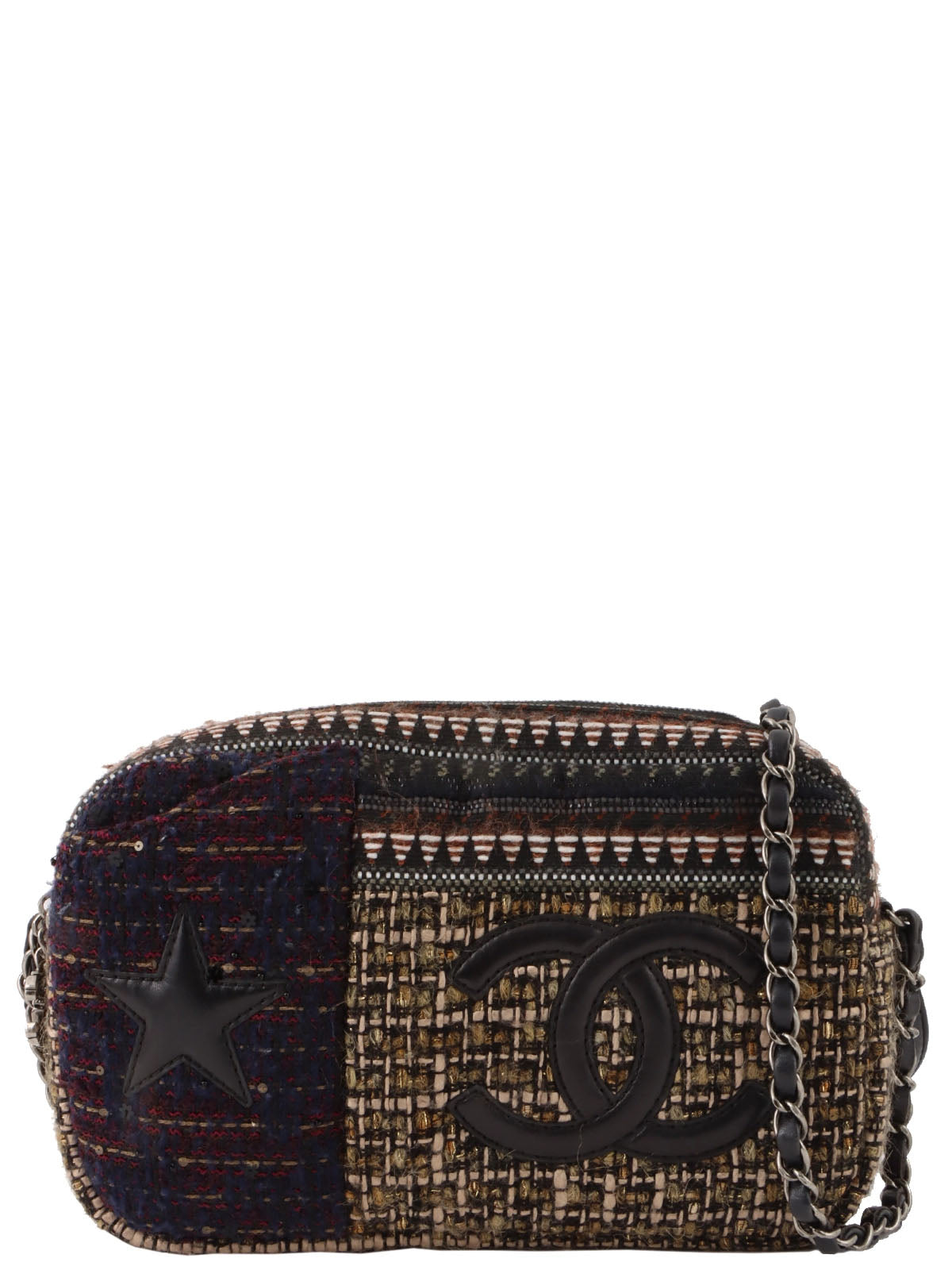 2014 tweed CC mark star chain shoulder bag, multicolor