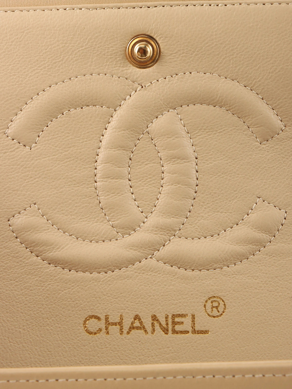 1995年頃製　クラシックフラップチェーンバッグ25cm　ベージュ