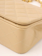 1990s Full Flap Chain Bag, 23cm, Beige