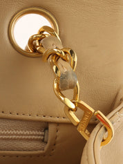 1990s Full Flap Chain Bag, 23cm, Beige