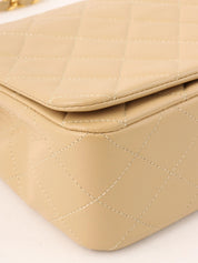 1990s Full Flap Chain Bag, 23cm, Beige