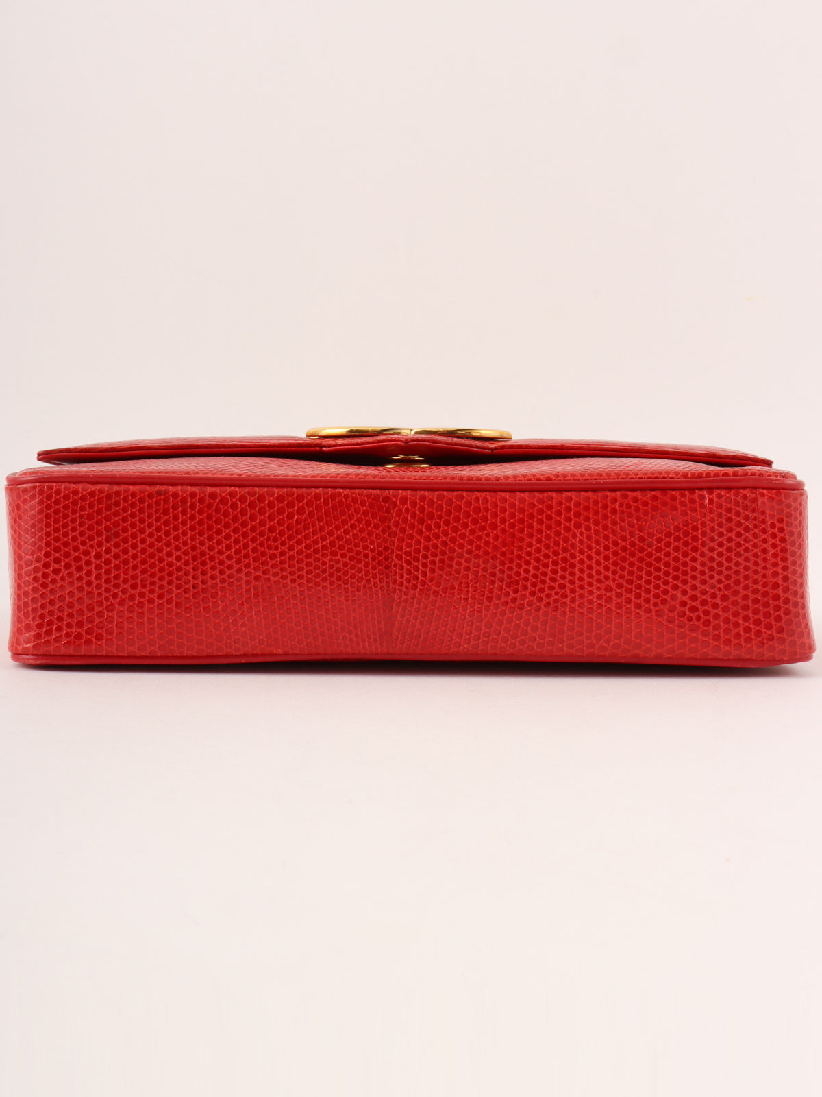 1985-1990 Lizard CC Mark Plate Shoulder Bag Red