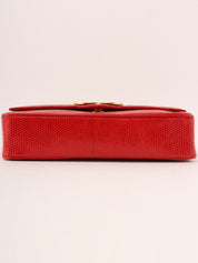 1985-1990 Lizard CC Mark Plate Shoulder Bag Red