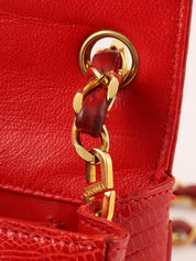 1985-1990 Lizard CC Mark Plate Shoulder Bag Red