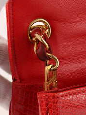 1985-1990 Lizard CC Mark Plate Shoulder Bag Red