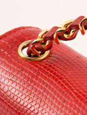 1985-1990 Lizard CC Mark Plate Shoulder Bag Red