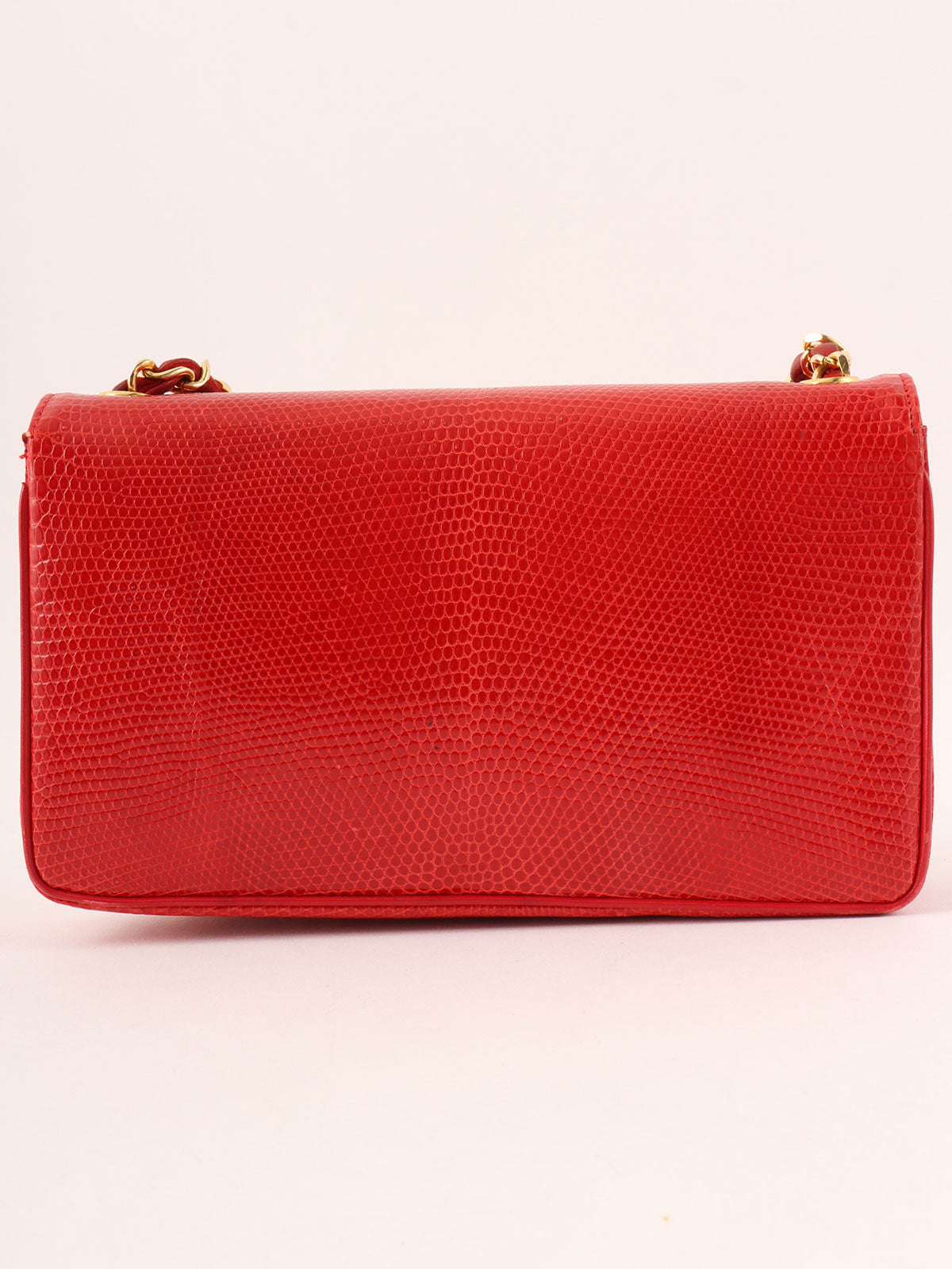 1985-1990 Lizard CC Mark Plate Shoulder Bag Red