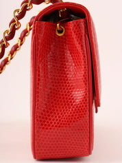 1985-1990 Lizard CC Mark Plate Shoulder Bag Red