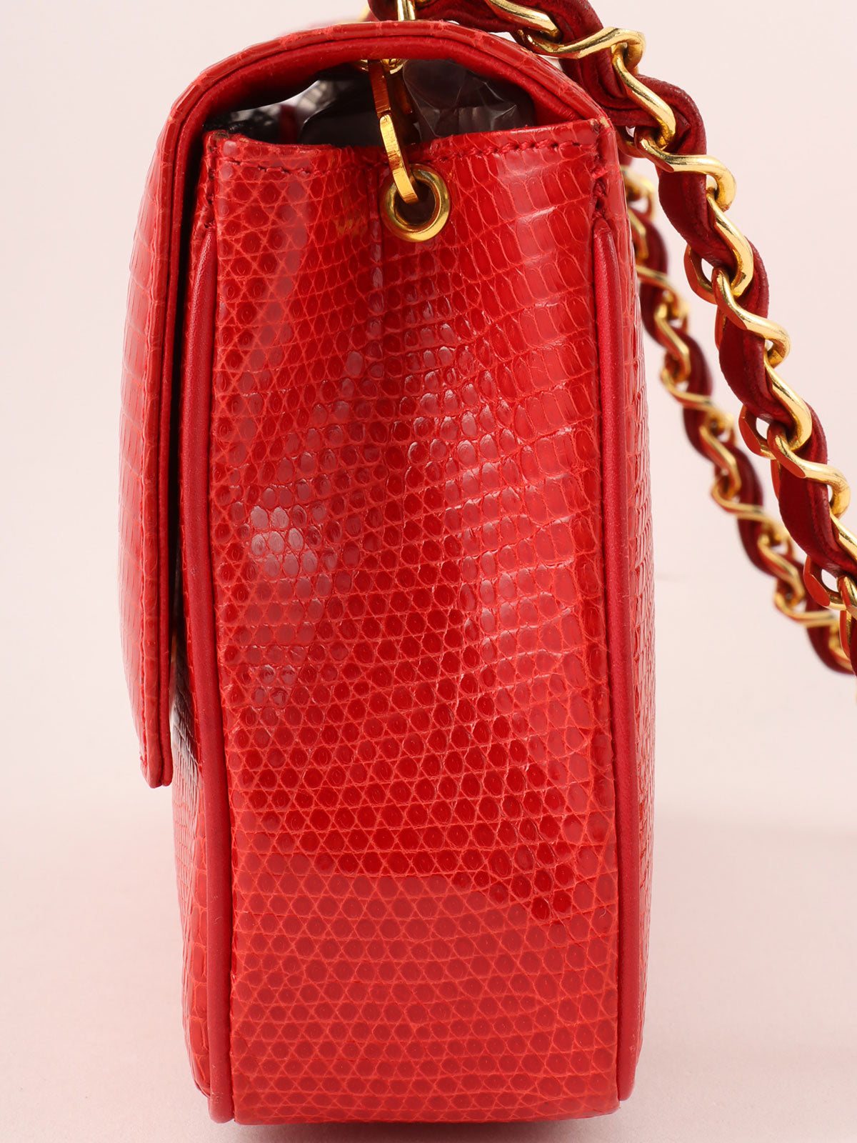 1985-1990 Lizard CC Mark Plate Shoulder Bag Red