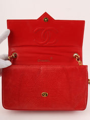 1985-1990 Lizard CC Mark Plate Shoulder Bag Red