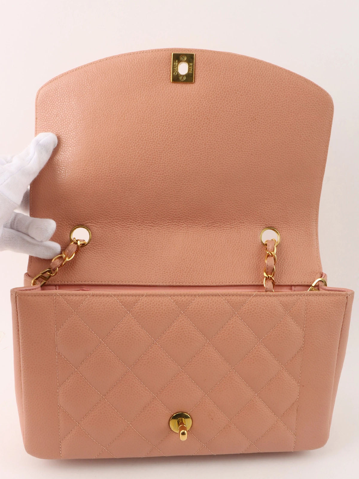 1995 Diana Flap Chain Bag, 25cm, Pink, Caviar Skin