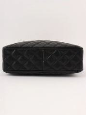 1992 Caviar Skin Matelasse CC Mark Stitch Tassel Chain Shoulder Bag in Black