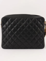 1992 Caviar Skin Matelasse CC Mark Stitch Tassel Chain Shoulder Bag in Black