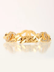 Rhinestone CC Mark Chain Bracelet Gold