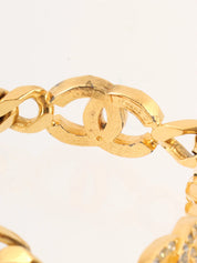 Rhinestone CC Mark Chain Bracelet Gold