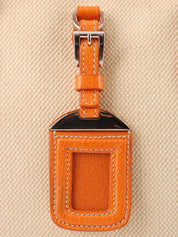 Canvas and leather combination logo plate shoulder bag in beige/orange