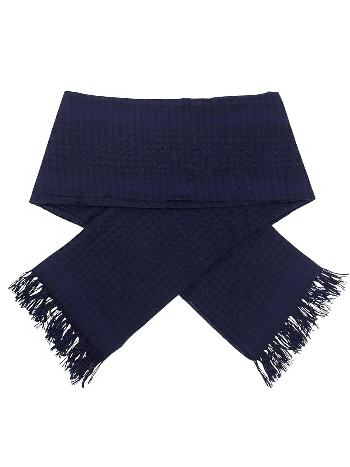Houndstooth pattern cashmere stole in navy/black