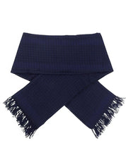 Houndstooth pattern cashmere stole in navy/black