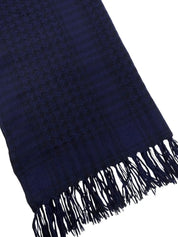 Houndstooth pattern cashmere stole in navy/black