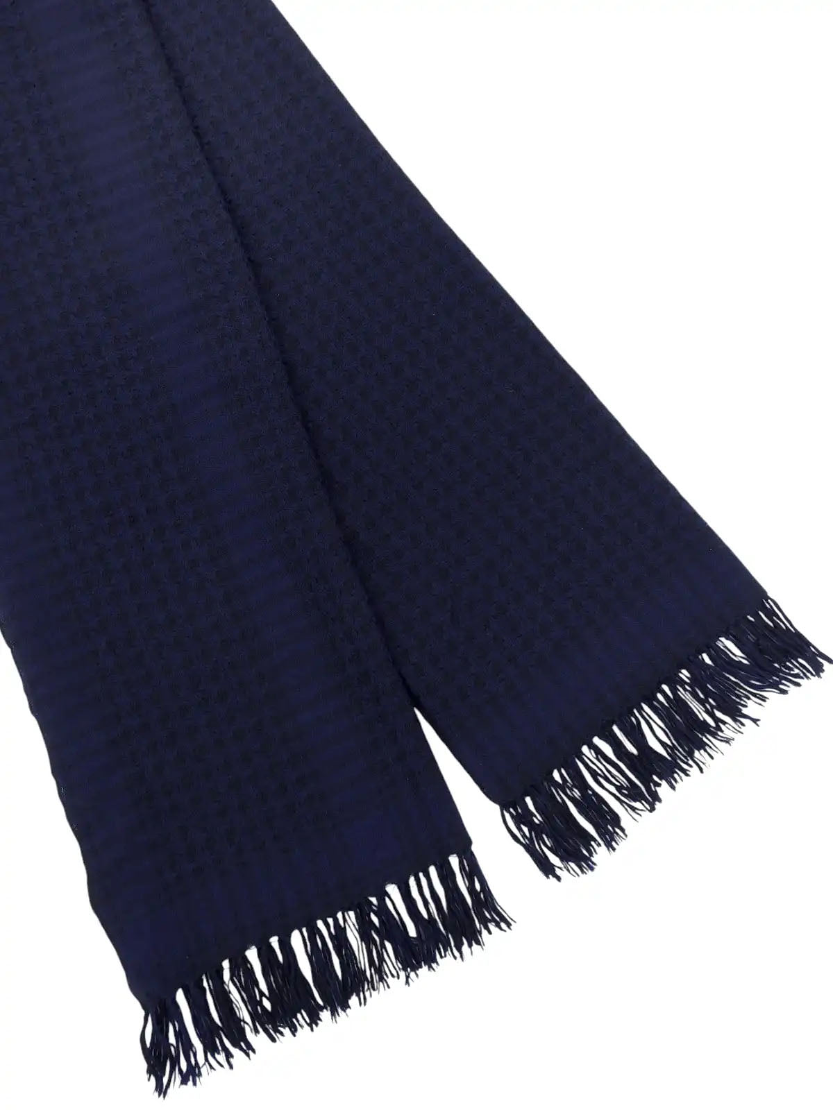 Houndstooth pattern cashmere stole in navy/black