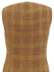1996 Tweed Check Pattern Dress, Brown