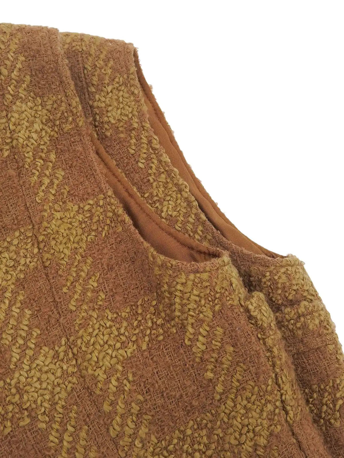 1996 Tweed Check Pattern Dress, Brown