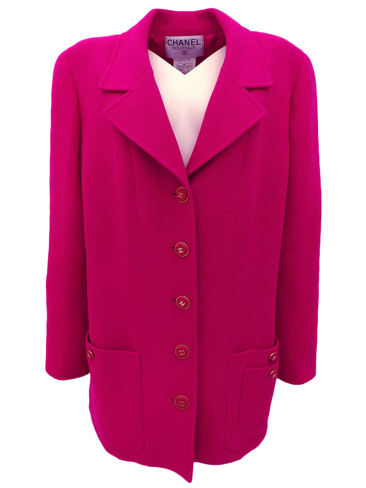 ウールCCマークボタンジャケット マゼンタ