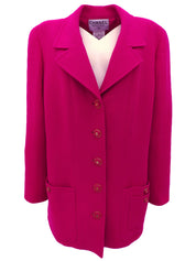ウールCCマークボタンジャケット マゼンタ