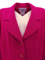 ウールCCマークボタンジャケット マゼンタ