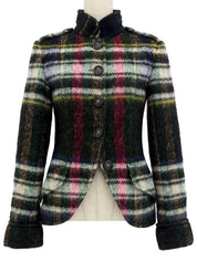 チェックパターンライオンボタンジャケット マルチ