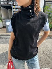 2003年製 CCマークボタンハイネックベスト ブラック