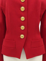 Two-tone Macadam Button Jacket in Red/Black