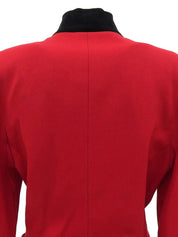 Two-tone Macadam Button Jacket in Red/Black