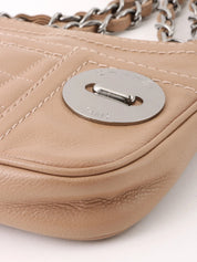 2004 Caviar Skin Logo Plate Chain Shoulder Bag Beige