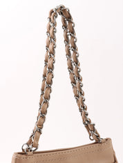 2004 Caviar Skin Logo Plate Chain Shoulder Bag Beige