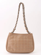 2004 Caviar Skin Logo Plate Chain Shoulder Bag Beige