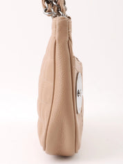 2004 Caviar Skin Logo Plate Chain Shoulder Bag Beige