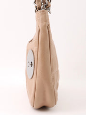2004 Caviar Skin Logo Plate Chain Shoulder Bag Beige
