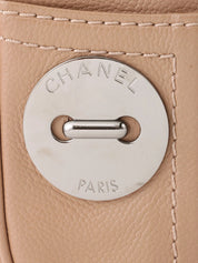 2004 Caviar Skin Logo Plate Chain Shoulder Bag Beige