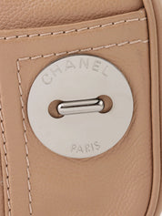 2004 Caviar Skin Logo Plate Chain Shoulder Bag Beige