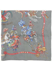 Carré 90 Les Fetes DU ROI Soleil Pattern Scarf Gray/Multi