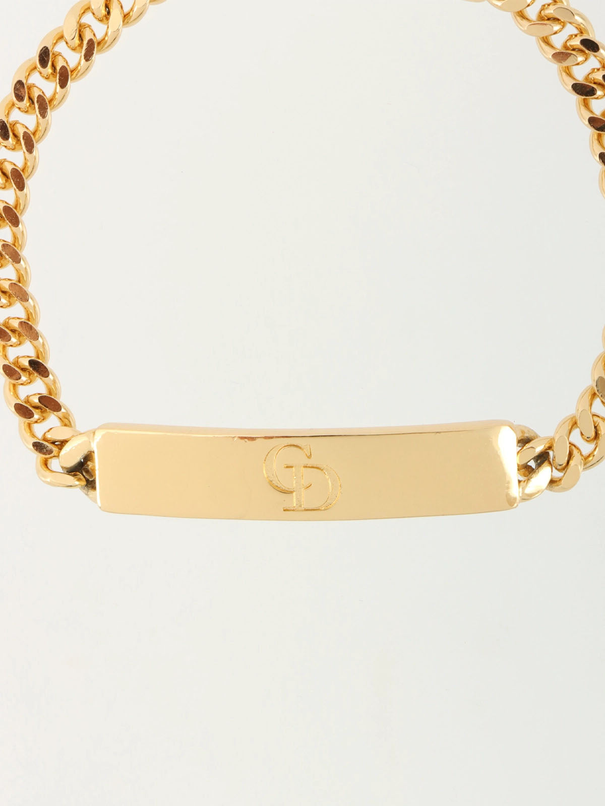 Logo Plate Chain Bracelet Gold