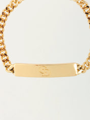 Logo Plate Chain Bracelet Gold