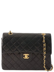 1990's Big Square Classic Flap Chain Bag in Black